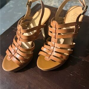 Franco Sarto Tan Strappy Heels